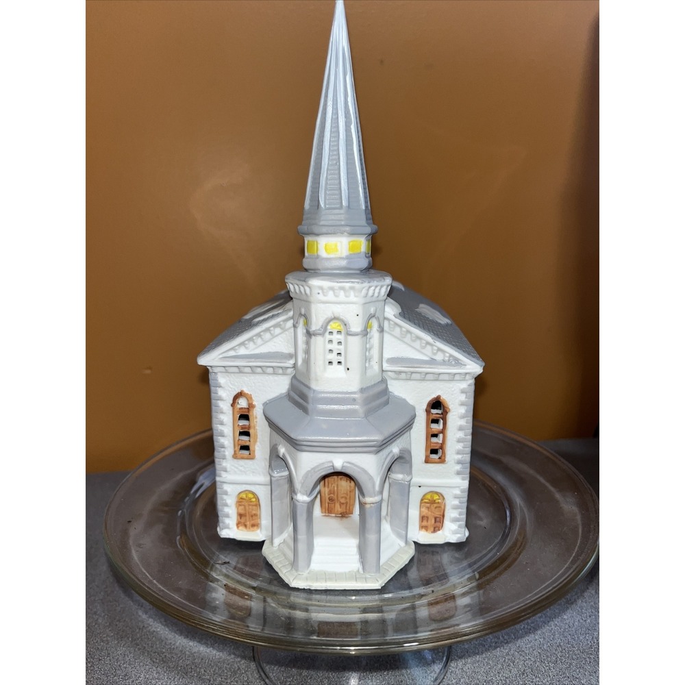 Vintage 1993‎ Lemax Dickensville Porcelain Lighted House Church Steeple